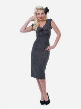 Stop Staring Charcoal Bow-Front Sheath Midi Dress